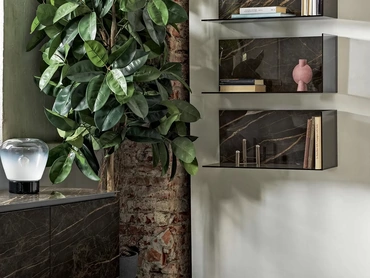 Mensola Zen in SuperMarmo e cristallo di Bontempi