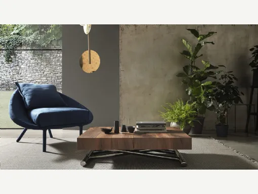 Tavolino trasformabile con top in legno e base in metallo Calypso di Altacom