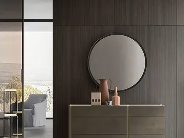 Specchio Disco con cornice in metallo di Alf Da Frè