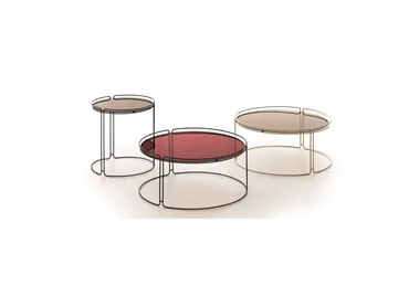 Tavolino rotondo in vetro e metallo Monolith di Ditre Italia