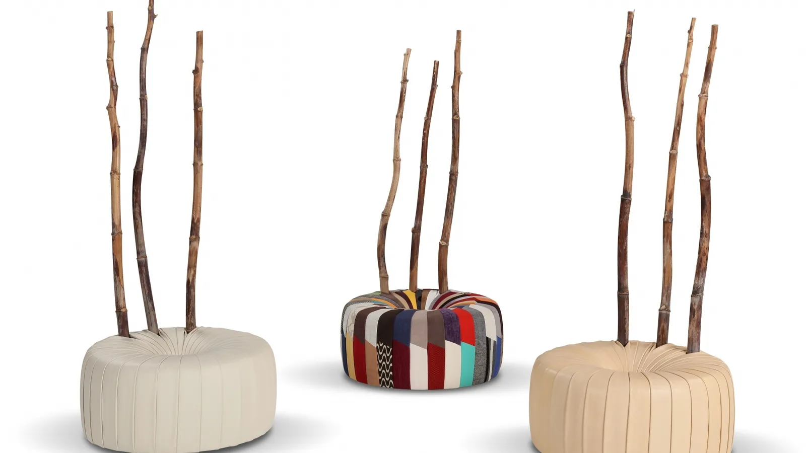 Pouf di design in pelle Ferula di Calia