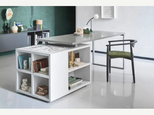 Scrittoio con libreria Isola in laccato opaco di Novamobili