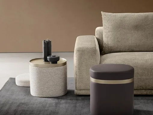 Pouf Tavolino Nobu in tessuto o ecopelle di Alf Da Frè