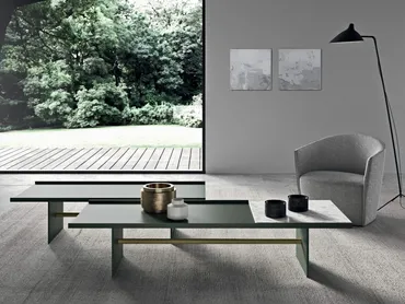 Tavolino in laccato e marmo Irori di Presotto