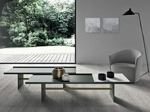 Tavolino in laccato e marmo Irori di Presotto