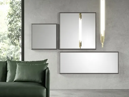 Specchiera Mimesi con cornice in legno verniciata in finitura metallica di Presotto