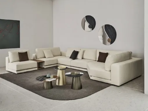 Specchio Luxor con elementi decorativi in marmo e legno di Bontempi