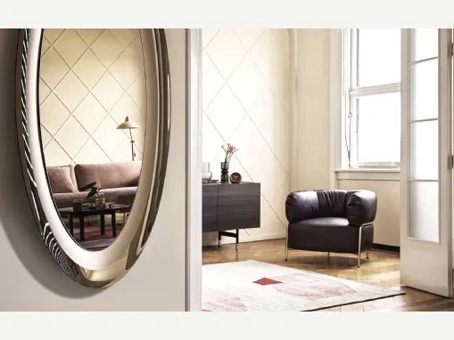 Specchio ovale da parete Surface con cornice a specchio di Calligaris