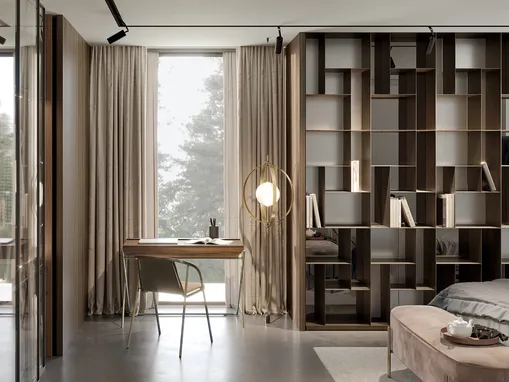 Lampada da terra Papillon Cielo-Terra in acciaio e vetro di Bontempi