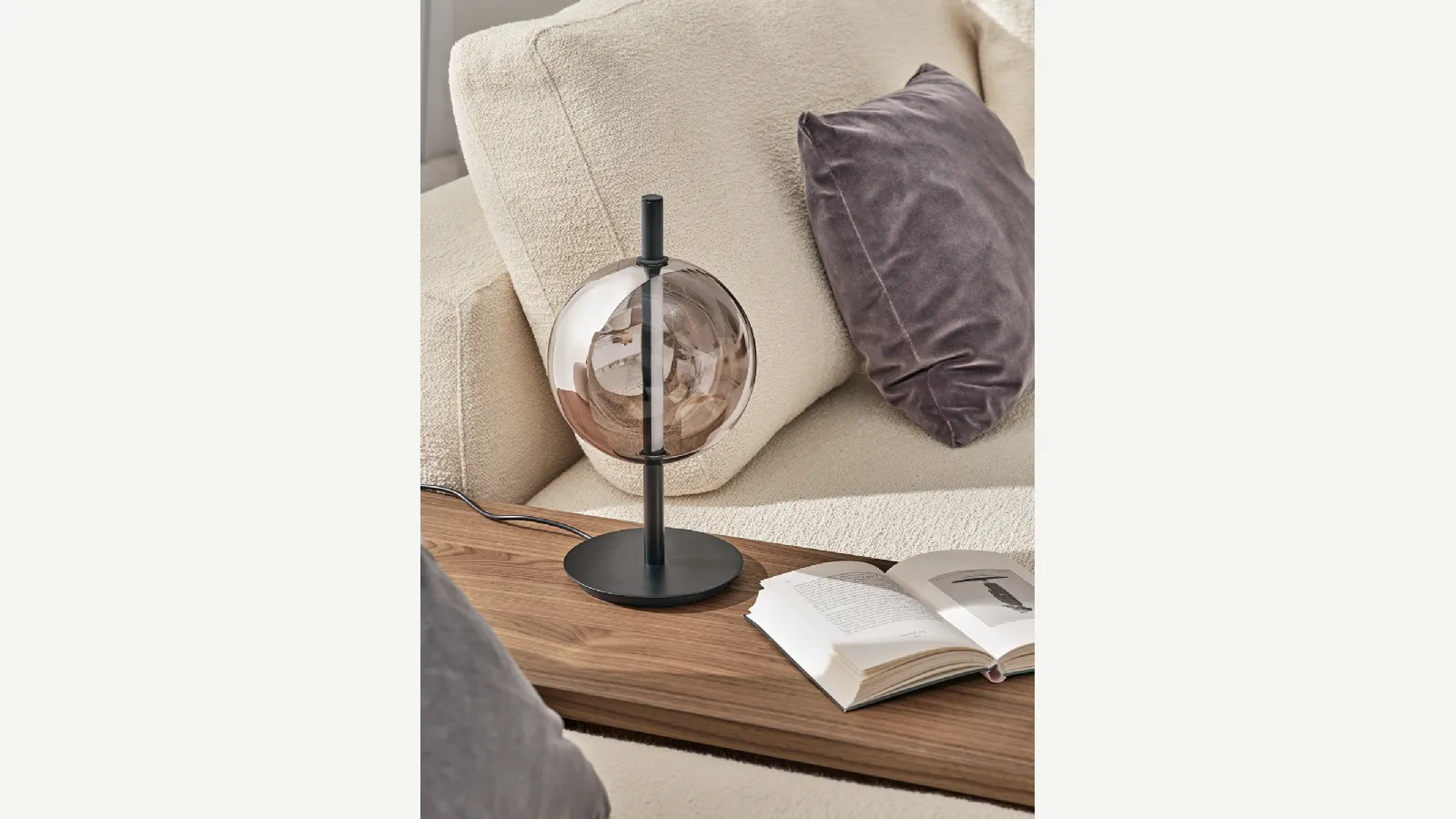 Lampada Sferatus da tavolo in vetro e acciaio di Bontempi