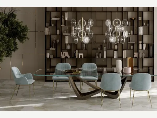 Lampada a sospensione Spark in vetro e ottone di Bontempi