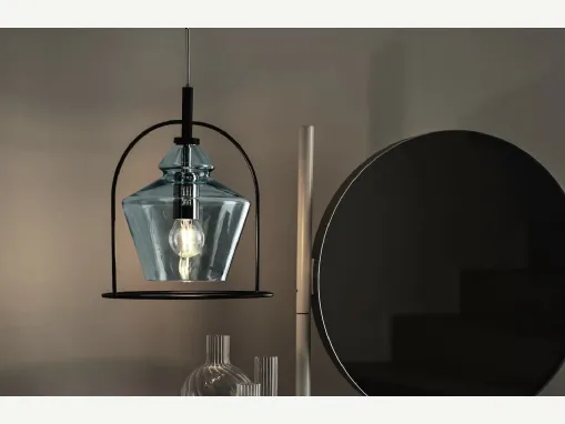 Lampada a sospensione Swing in vetro e acciaio laccato di Bontempi