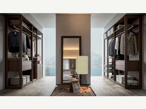 Cabina Armadio Wall Domino 09 in laccato opaco moka di Veneran