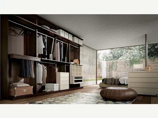Cabina Armadio Wall Domino 36 in rovere fumé e laccato opaco Sahara di Veneran