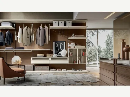 Cabina Armadio Wall in Rovere laccato opaco Sahara e Rovere tabacco di Veneran
