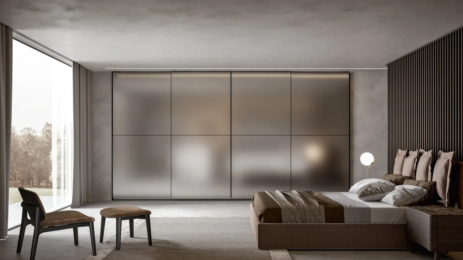 Armadio con ante scorrevoli Cuba Specchio Bronzo Acidato di Veneran