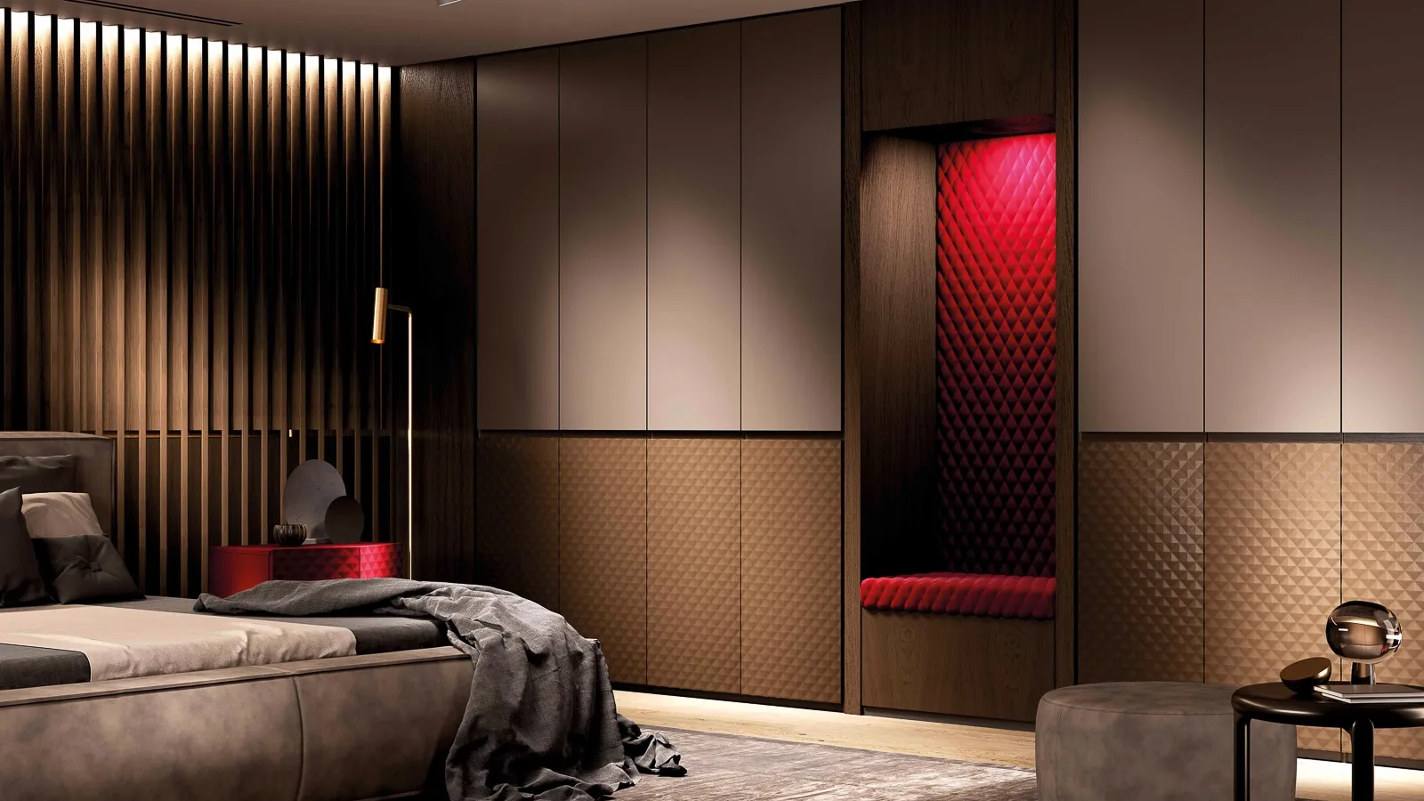 Armadio Diamante con Nicchia in laccato e legno di Olivieri