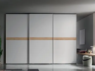 Armadio Fast DU165 in melaminico Ghiaccio con inserto fascia centrale Rovere Nodato di Maronese Acf