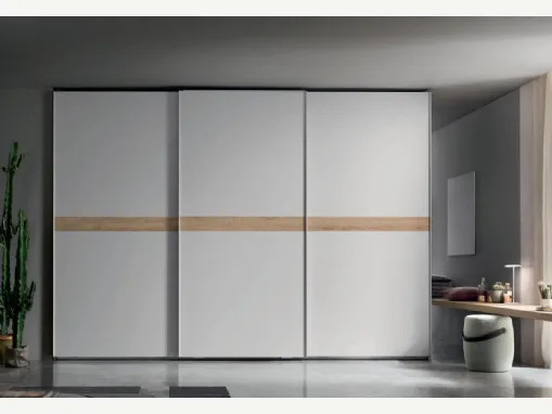 Armadio Fast DU165 in melaminico Ghiaccio con inserto fascia centrale Rovere Nodato di Maronese Acf