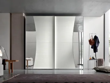 Armadio Harp in Frassino Bianco con specchio di Maronese Acf
