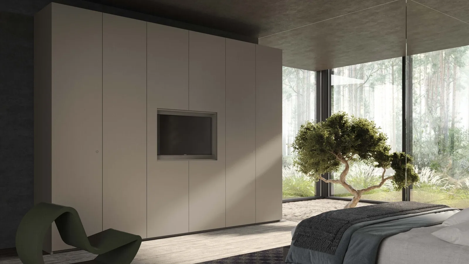 Armadio ad ante battenti Loft con kit tv di Voltan