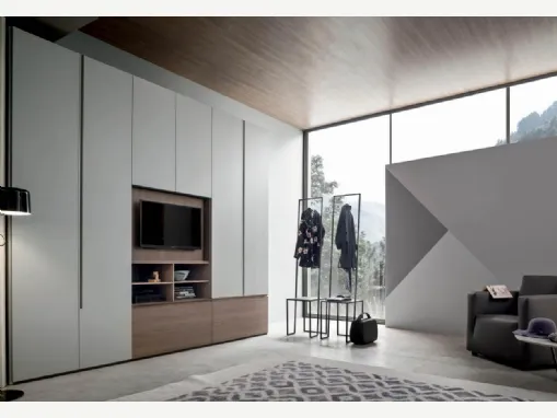 Armadio Step Up DL601 in melaminico Titanio e Rovere Avena con Vano porta Tv di Maronese Acf