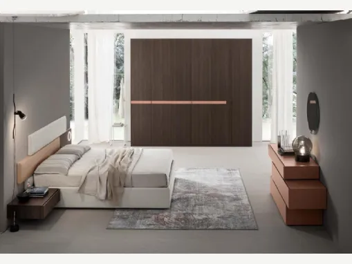 Armadio con anta battente in Rovere Thea con inserto personalizzabile Wrap di Maronese Acf