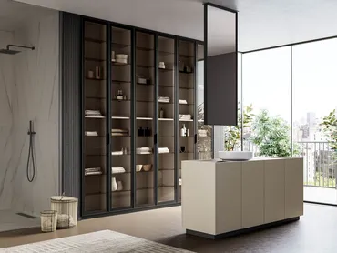 Mobile da Bagno a terra in laccato opaco canapa Major 02 di Birex