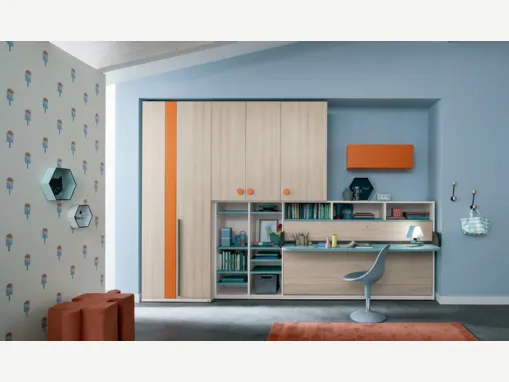 Cameretta in melaminico con scrivania integrata Alpha a scomparsa L080 di Doimo Cityline