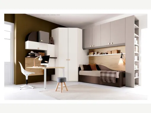 Cameretta con cabina armadio angolare Alpha Armadio a Ponte L030 di Doimo Cityline