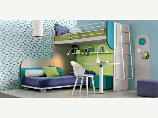Cameretta in laccato e melaminico Alpha Letto a Castello B020 di Doimo Cityline