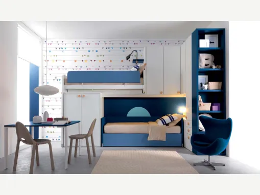 Cameretta in laccato opaco Alpha Letto a Soppalco C020 di Doimo Cityline