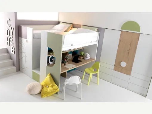 Cameretta con scrivania Alpha Letto a Soppalco G010 di Doimo Cityline