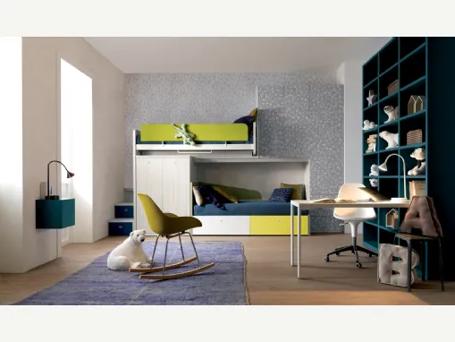 Cameretta in melaminico e laccato Alpha Letto a Soppalco C010 di Doimo Cityline