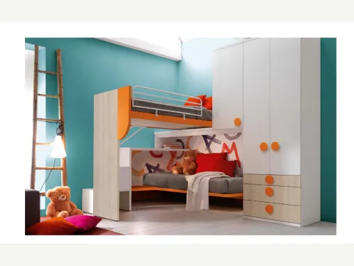 Cameretta in melaminico Alpha Letto a Soppalco E010 di Doimo Cityline