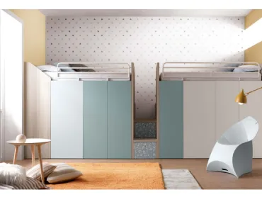 Cameretta con due letti singoli Alpha Letto a Soppalco G020 di Doimo Cityline