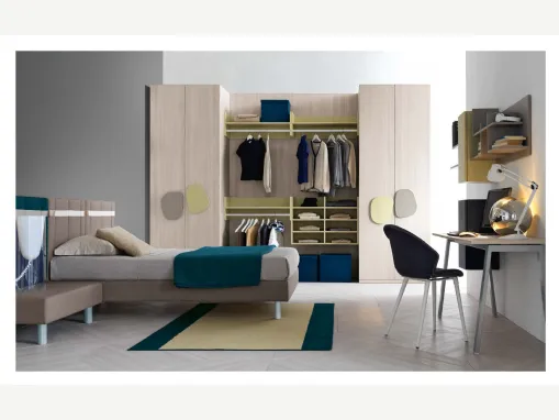 Cameretta in melaminico Alpha Letti singoli Composizione H100 di Doimo Cityline