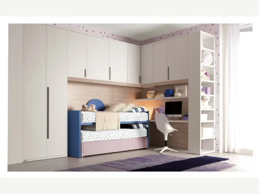 Cameretta con secondo letto estraibile Alpha Armadio a Ponte L070 di Doimo Cityline