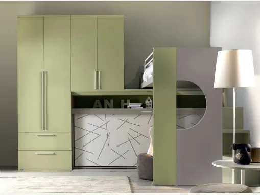Cameretta in melaminico Alpha Letto a Soppalco E030 di Doimo Cityline