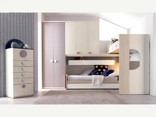 Cameretta angolare in melaminico Alpha Letto a Soppalco E040 di Doimo Cityline