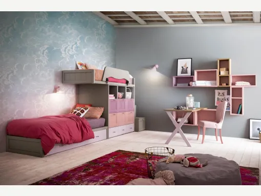 Cameretta a soppalco con angolo studio Everyday Edonè Confetto di Callesella