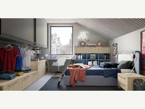 Cameretta con angolo studio Generazione Z Composizione C03 di Doimo Cityline