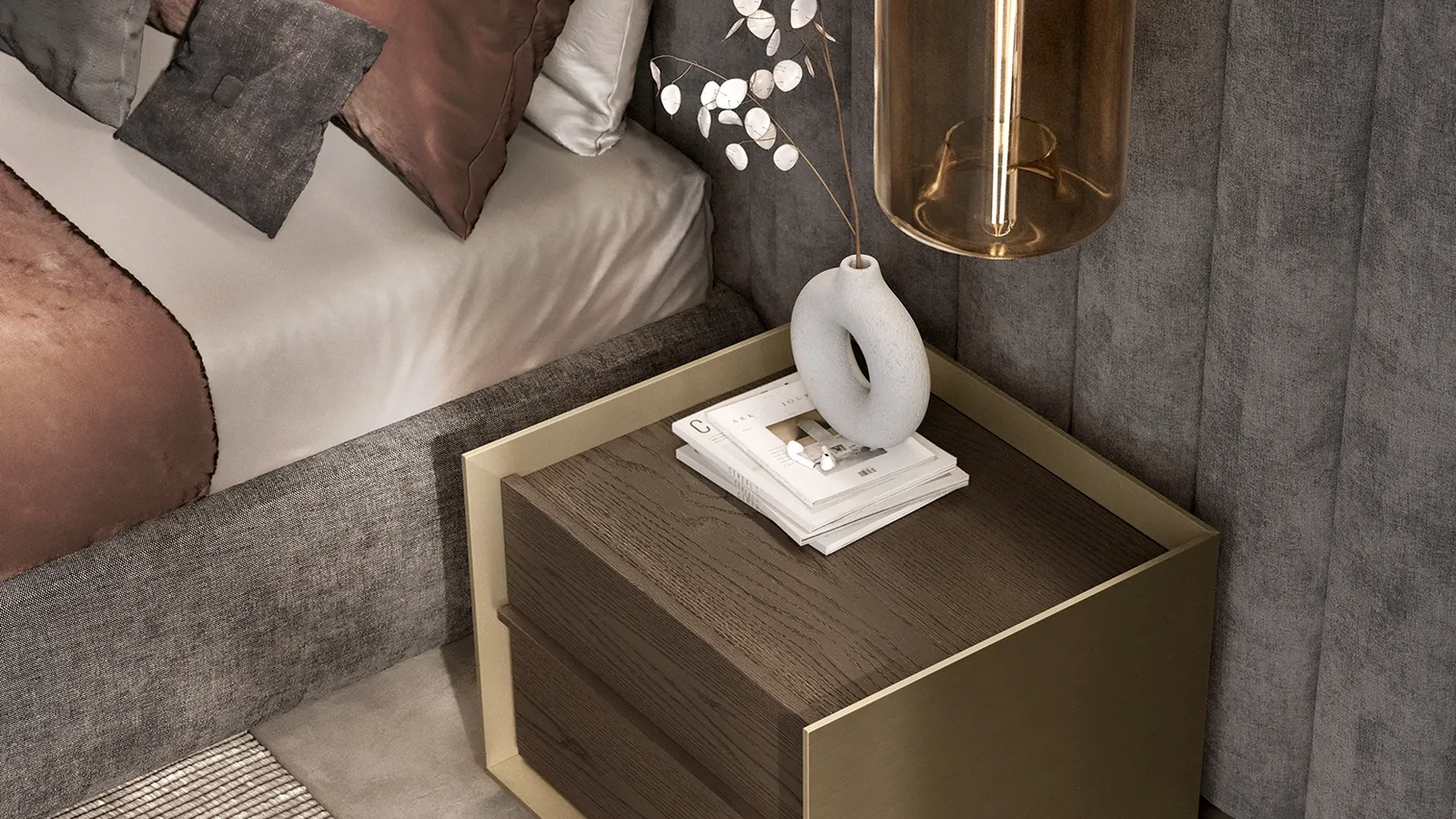 Comodino Dress Code Rovere Grigio di Olivieri