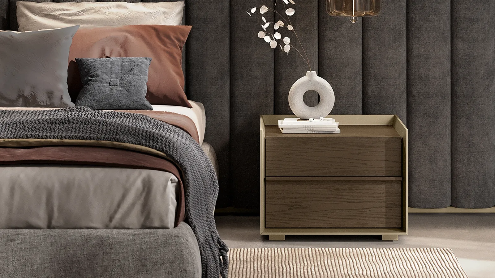 Comodino Dress Code Rovere Grigio di Olivieri