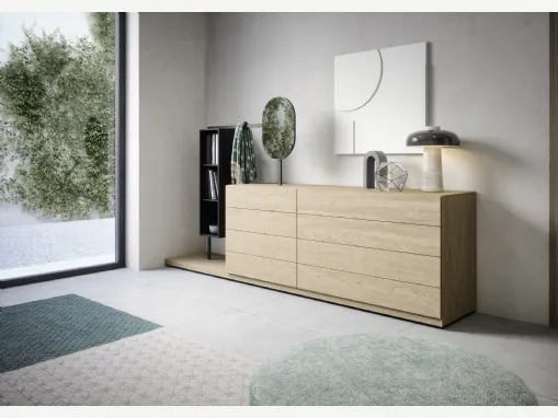 Comò Easy System in legno di Rovere impiallacciato di Novamobili