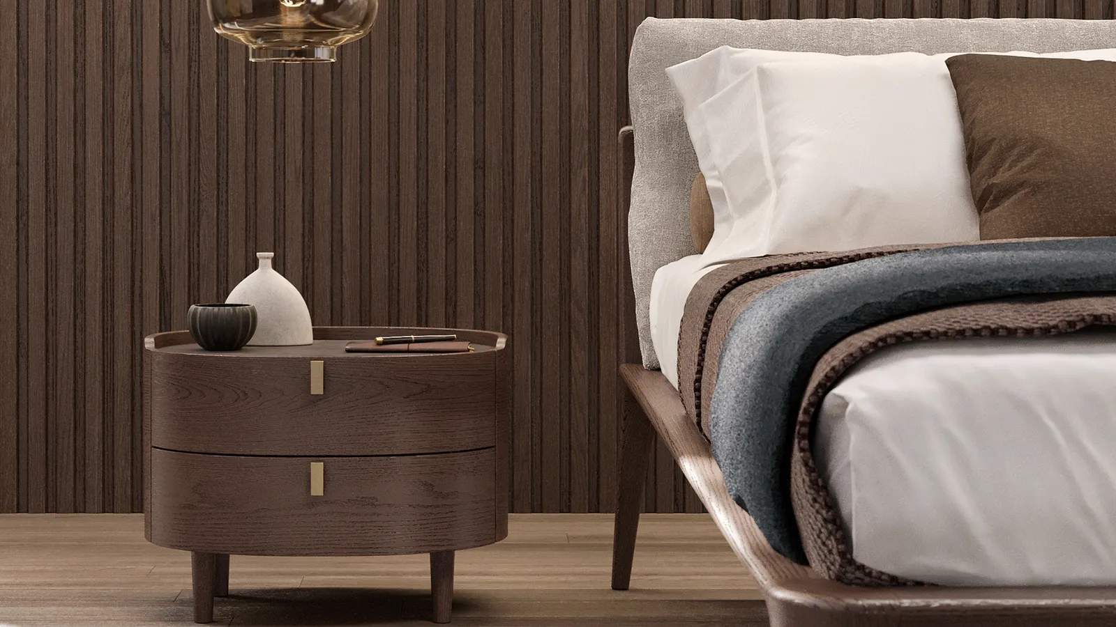 Comodino Kalè Rovere Moka di Olivieri