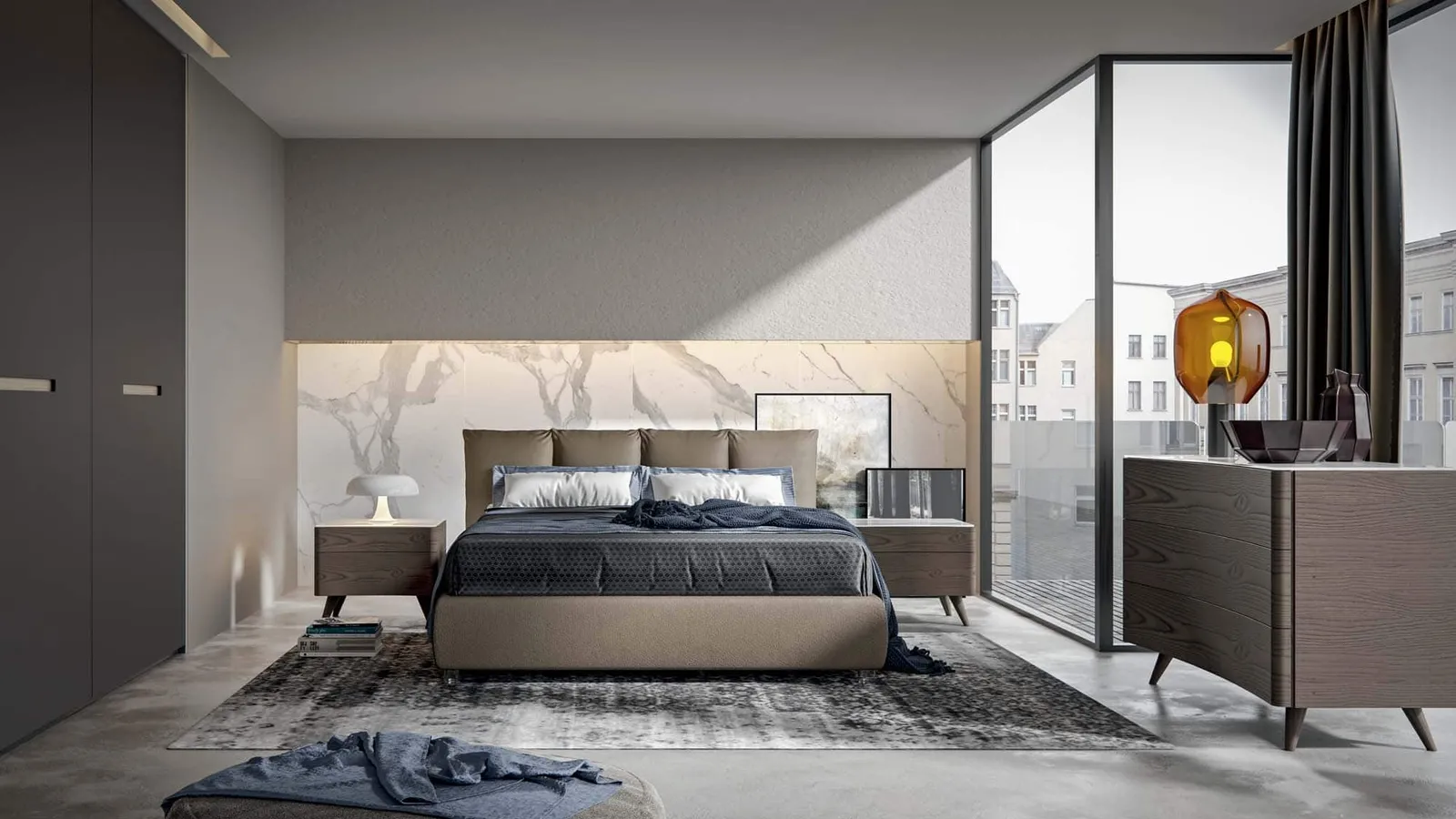 Gruppo Notte Plano in legno con piedini di Veneran