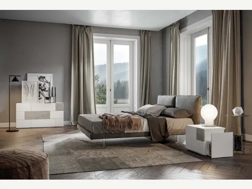 Letto in econabuk con testiera imbottita Agape di Veneran