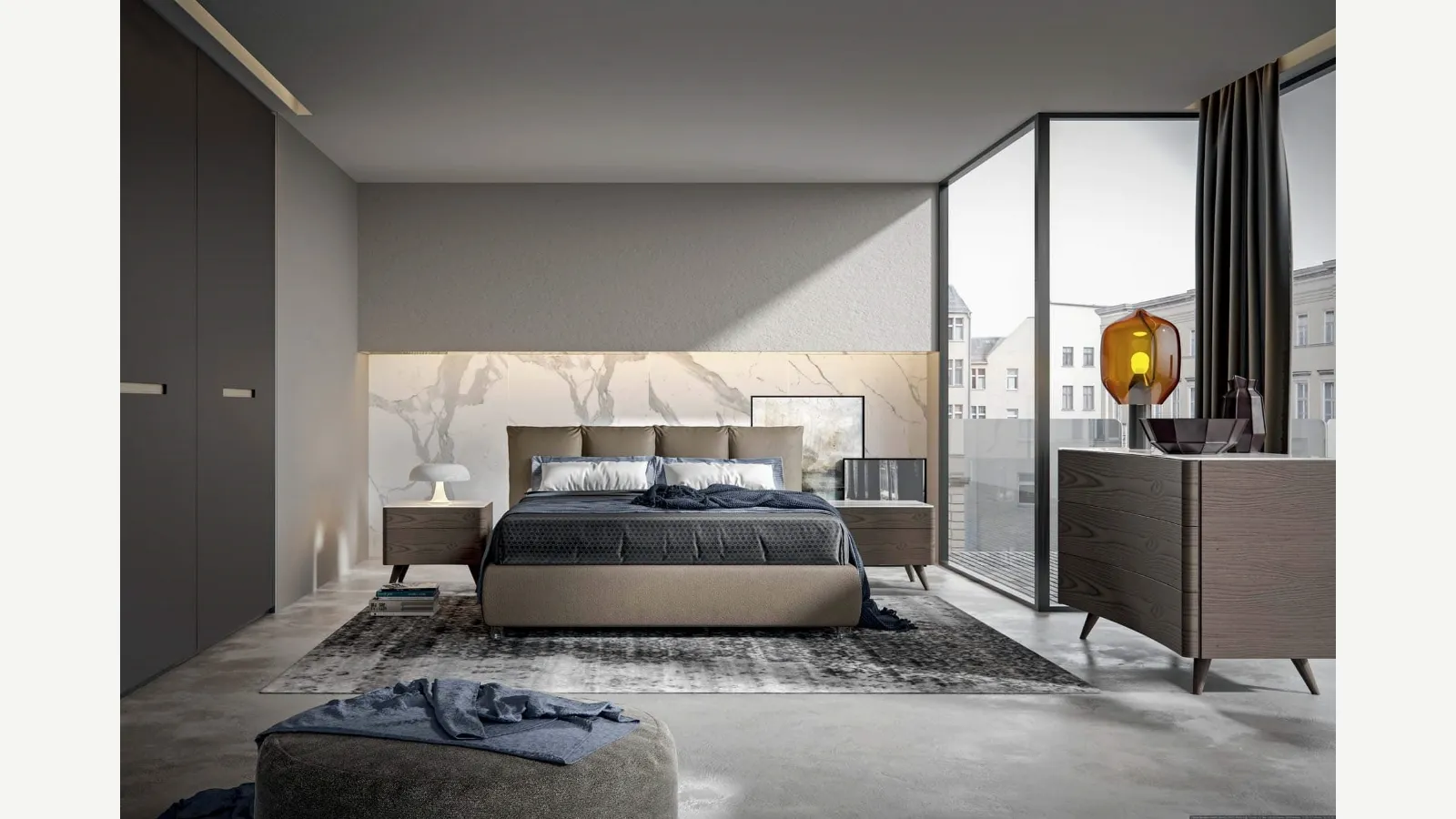 Letto in ecopelle con box contenitore Bros di Veneran
