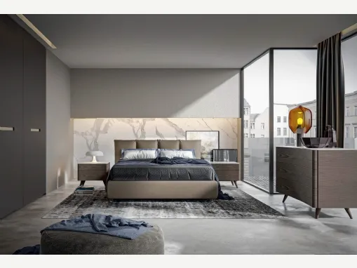 Letto in ecopelle con box contenitore Bros di Veneran